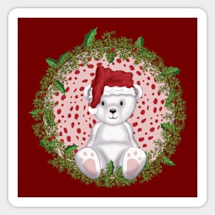 Lil' Polar Bear in a Wreath Sticker